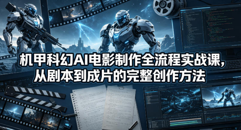 机甲科幻AI电影制作全流程实战课，从剧本到成片的完整创作方法-学链网创