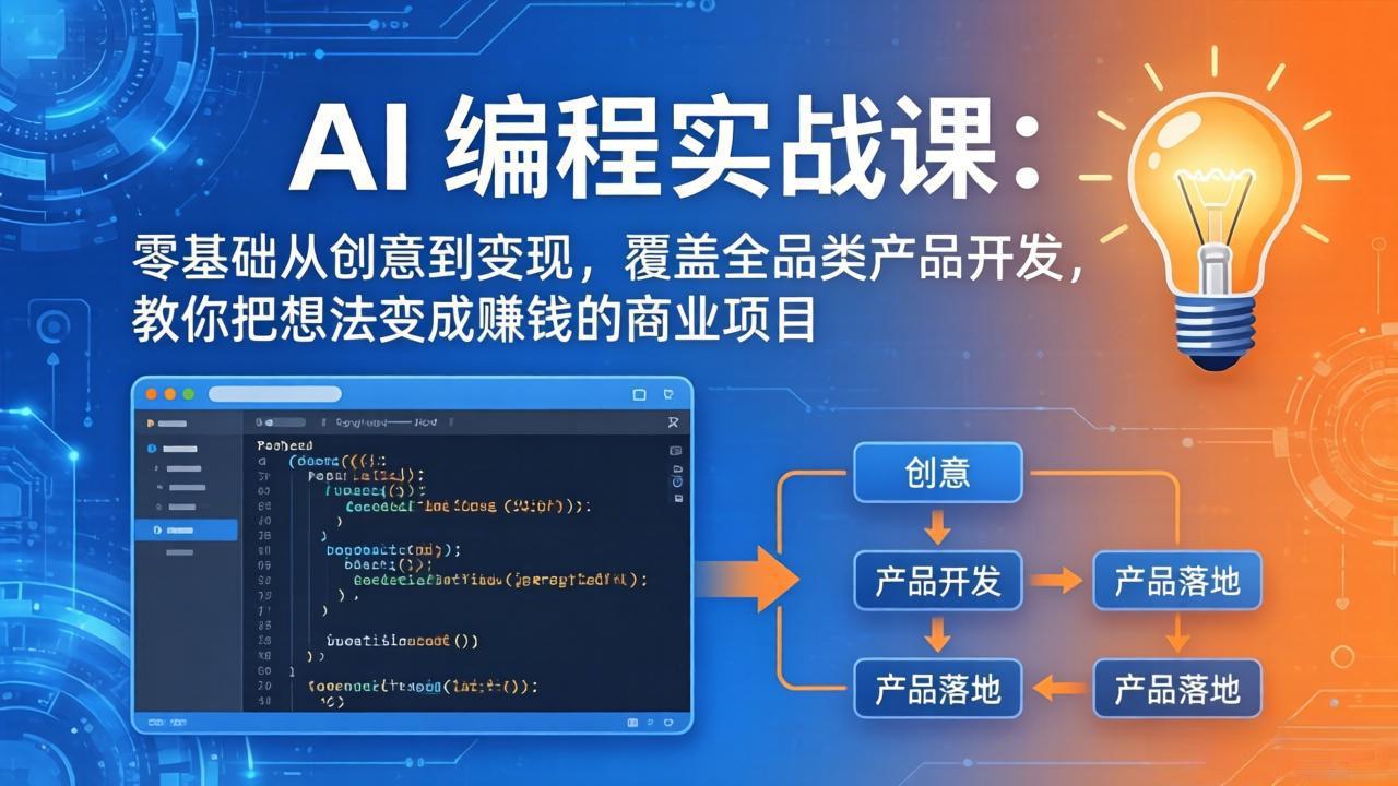 AI编程实战课-第三期-5月3更新：零基础从创意到变现，覆盖全品类产品开发，把想法变成赚钱项目-学链网创