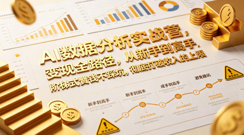 AI数据分析实战营，变现全路径，从新手到高手，阶梯式賺钱不踩坑，彻底打破收入的上限-学链网创
