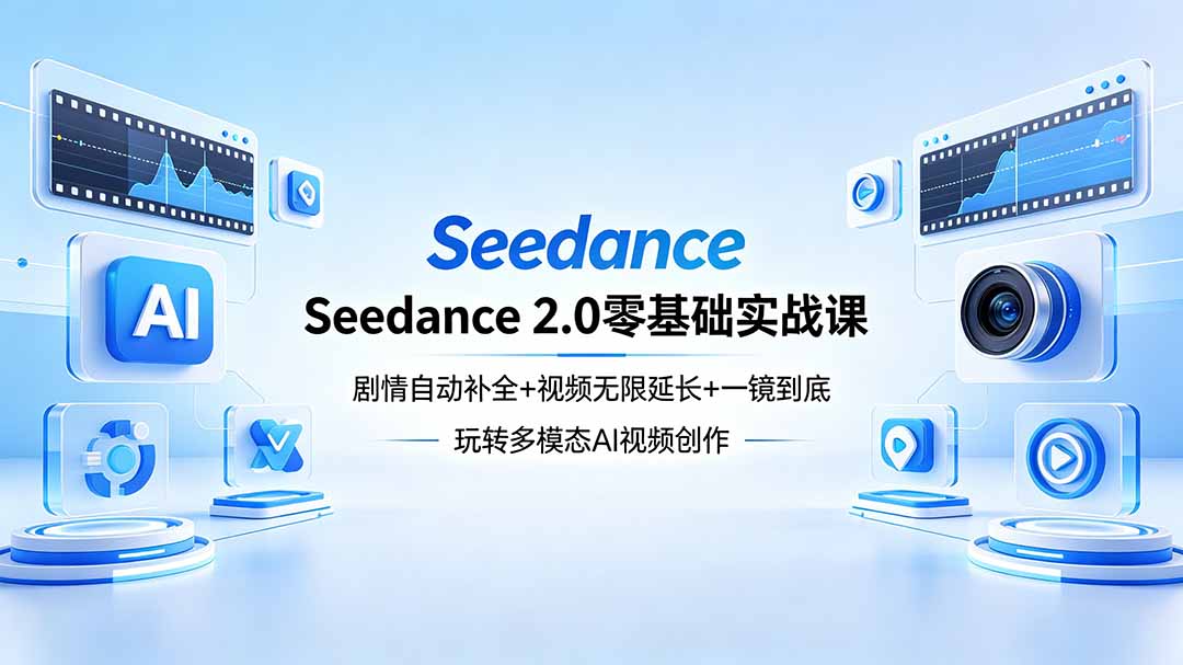 Seedance 2.0零基础实战课：剧情自动补全+视频无限延长+一镜到底：玩转多模态AI视频创作-学链网创