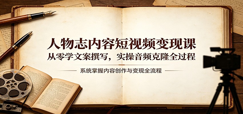 人物志内容短视频变现课：从零学文案撰写，实操音频克隆全过程-学链网创