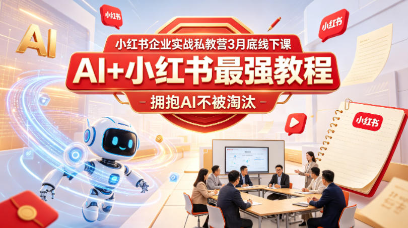 小红书企业实战私教营3月底线下课，AI+小红书最强教程，拥抱AI不被淘汰-学链网创