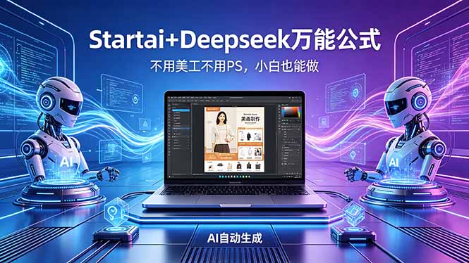AI自动做电商详情页：Startai+Deepseek万能公式，不用美工不用PS，小白也能做-学链网创