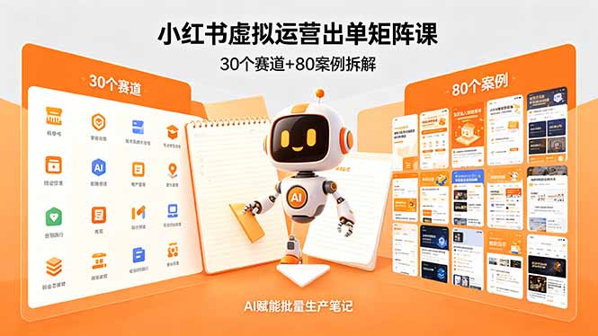 小红书虚拟运营出单矩阵课：30个赛道+80案例拆解，AI赋能批量生产笔记-学链网创