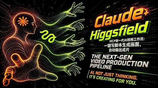 Claude+Higgsfield MCP新一代AI视频工作流：一键写脚本生成画面，自动输出成片-学链网创