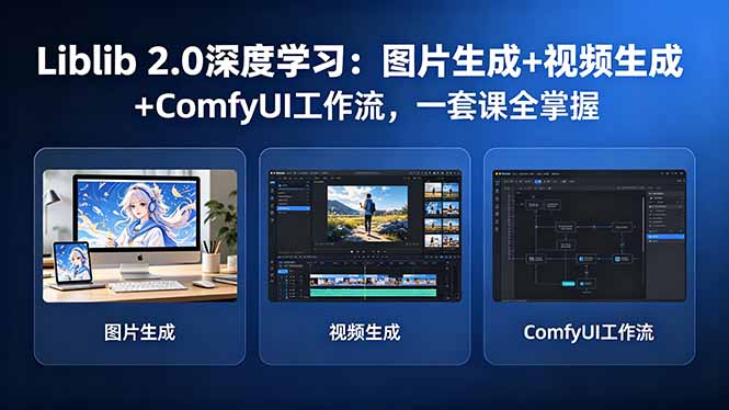 Liblib 2.0深度学习：图片生成+视频生成+ComfyUI工作流，一套课全掌握-学链网创