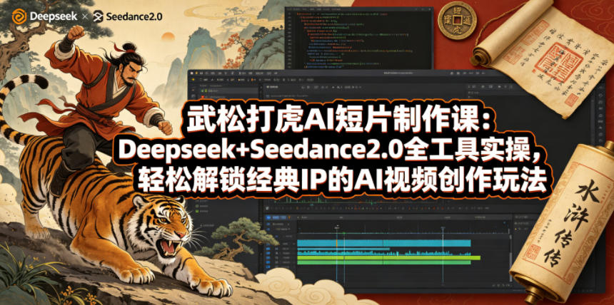 武松打虎AI短片制作课：Deepseek+Seedance2.0全工具实操，轻松解锁经典IP的AI视频创作玩法-学链网创