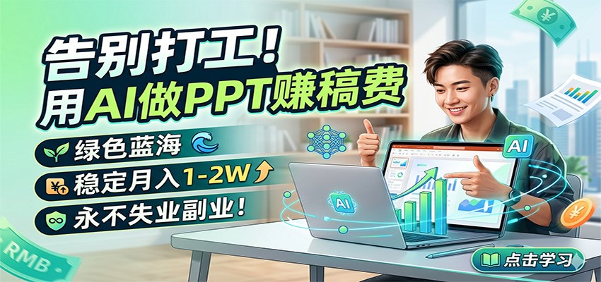 告别打工！用AI做PPT赚稿费，绿色蓝海，稳定月入1-2W，永不失业副业！-学链网创