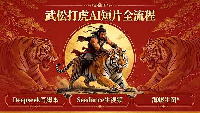 武松打虎AI短片全流程：Deepseek写脚本+Seedance生视频+海螺生图-学链网创