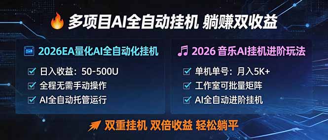 多项目AI自动挂机玩法：双重挂机，双倍收益，轻松躺平-学链网创