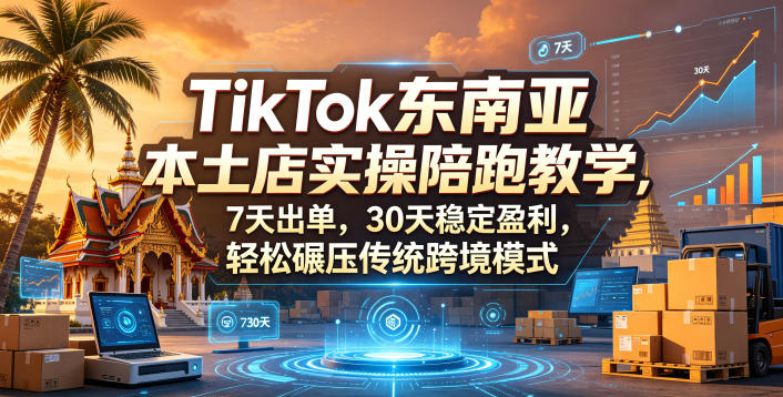 TikTok东南亚本土店实操陪跑教学,7天出单,30天稳定盈利,轻松碾压传统跨境模式-学链网创