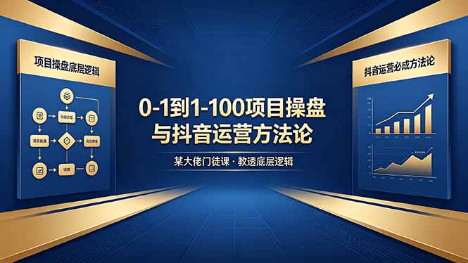0-1到1-100怎么建?某大佬门徒课教透项目操盘底层逻辑+抖音运营必成方法论-学链网创