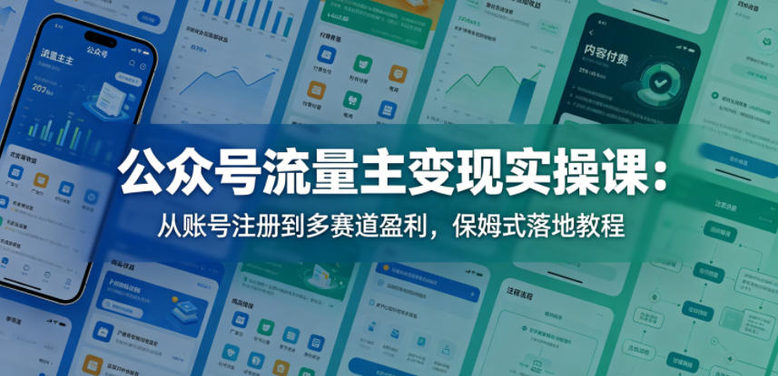 公众号流量主变现实操课:从账号注册到多赛道盈利,保姆式落地教程-学链网创