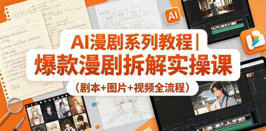 AI漫剧系列教程｜爆款漫剧拆解实操课(剧本+图片+视频全流程)-学链网创