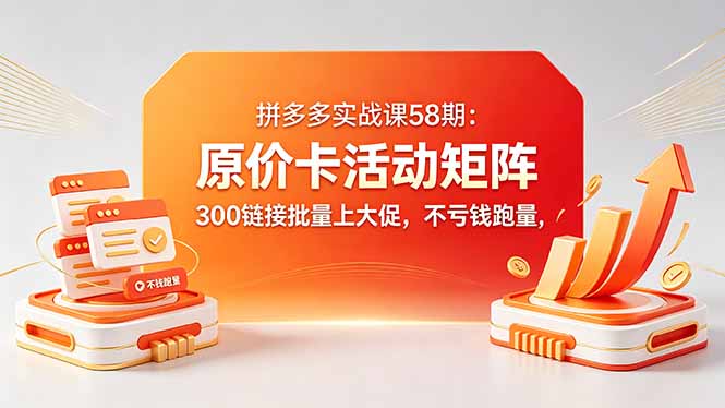 拼多多实战课58期：原价卡活动矩阵，300链接批量上大促，不亏钱跑量-学链网创