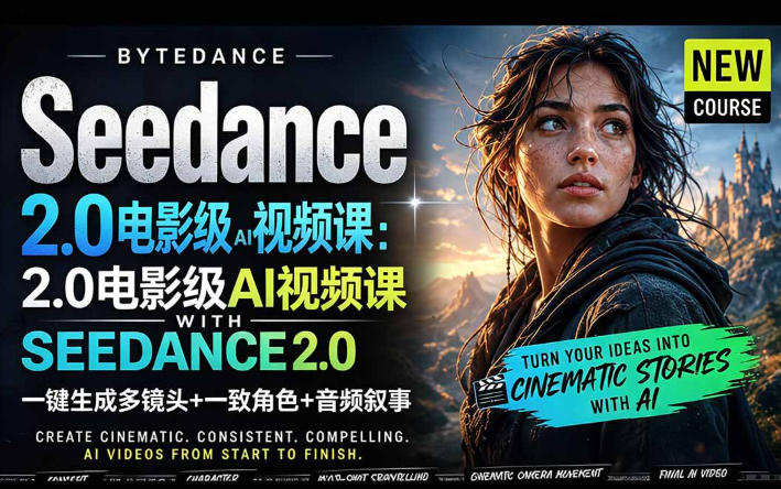 字节跳动的Seedance 2.0 AI电影视频生成制作教程,一键生成多镜头+一致角色+音频叙事-中英字幕-学链网创