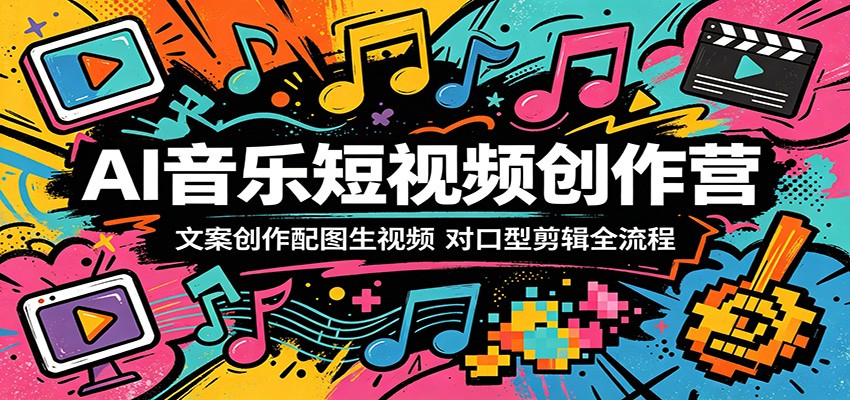 AI音乐短视频创作营:文案创作配图生视频,对口型剪辑全流程-学链网创