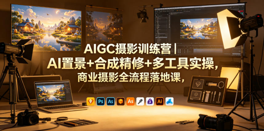 AIGC摄影训练营|AI置景+合成精修+多工具实操,商业摄影全流程落地课-学链网创