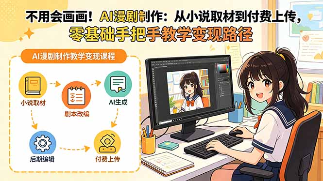 不用会画画!AI漫剧制作:从小说取材到付费上传,零基础手把手教学变现路径-学链网创