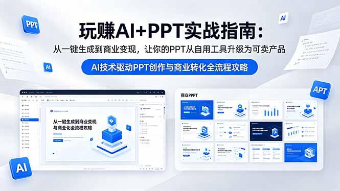 玩赚AI+PPT实战指南-更新5月13:从一键生成到商业变现,让你的PPT从自用工具升级为可卖产品-学链网创