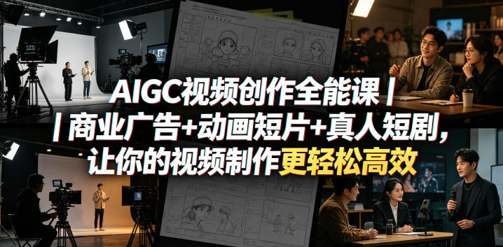 AIGC视频创作全能课｜商业广告+动画短片+真人短剧，让你的视频制作更轻松高效-学链网创