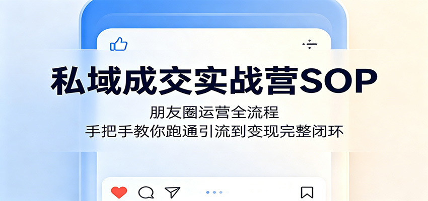 私域成交实战营SOP:朋友圈运营全流程,手把手教你跑通引流到变现完整闭环-学链网创