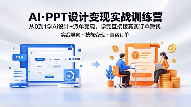 AI·PPT设计变现实战训练营,从0到1学AI设计+派单变现,学完直接接真实订单赚钱-学链网创