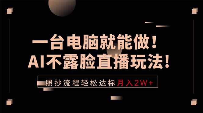 一台电脑就能做！AI不露脸直播玩法，照抄流程轻松达标月入2W+-学链网创