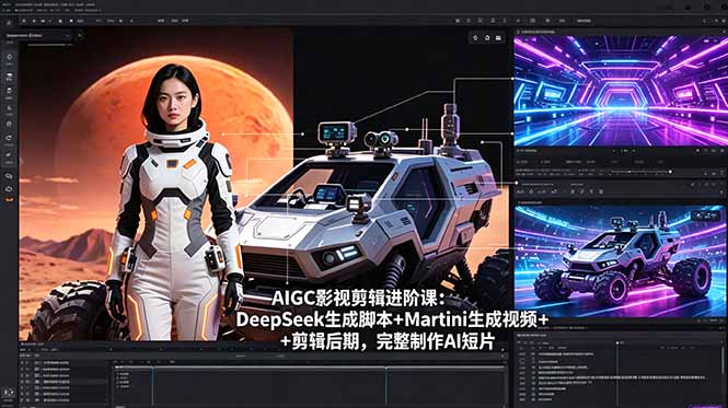 AIGC影视剪辑进阶课：DeepSeek生成脚本+Martini生成视频+剪辑后期，完整制作AI短片-学链网创