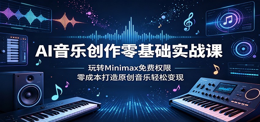 AI音乐创作零基础实战课：玩转Minimax免费权限，零成本打造原创音乐轻松变现-学链网创