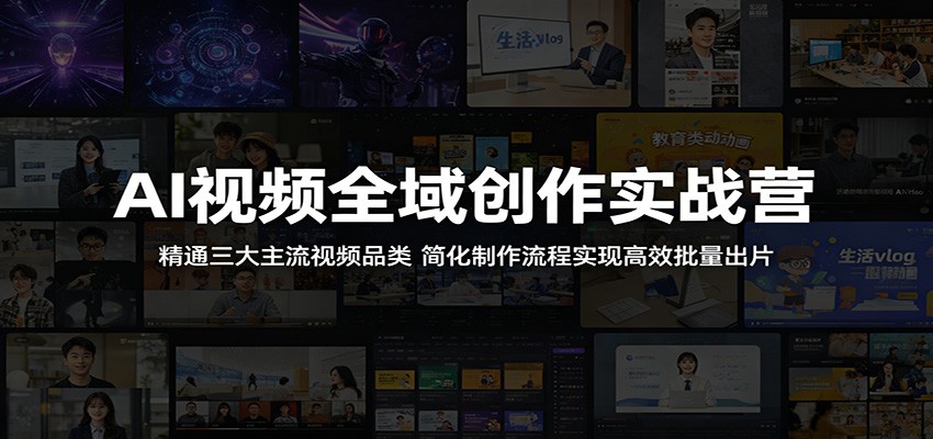 AI视频全域创作实战营:精通三大主流视频品类,简化制作流程实现高效批量出片-学链网创