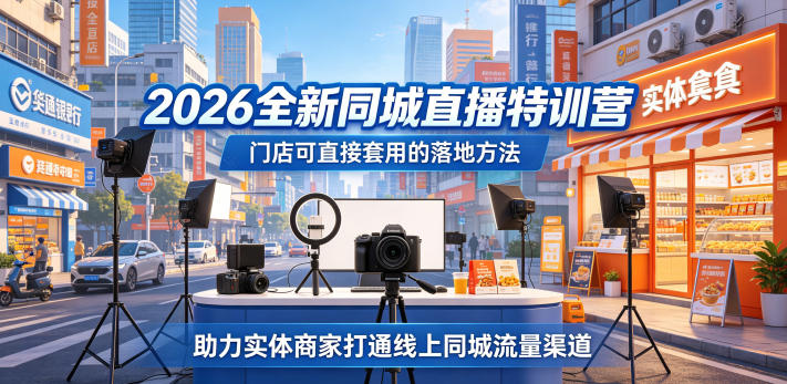 2026全新同城直播特训营,门店可直接套用的落地方法,助力实体商家打通线上同城流量渠道-学链网创