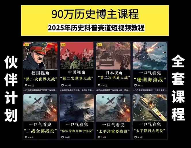 图片[1]-短视频历史赛道实战教程，手机电脑双端剪辑教程和账号运营指南与变现技巧-学链网创